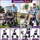 Ambliss 2-in-1 Rollator Walker Transport Chair – Heavy Duty 450 lbs Rolling Walkers with Seat for Seniors, 10" Rear & 8" Front All Terrain Wheels, Adjustable Height, Folding Mobility Aid for Adults