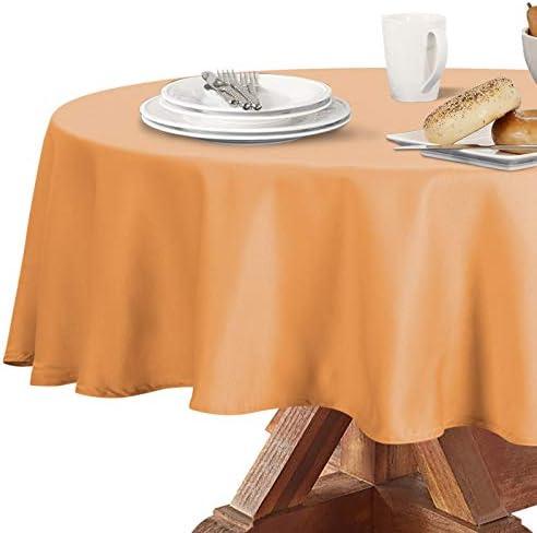 Obstal 210GSM Round Table Cloth, Water Resistance Microfiber Tablecloth, Decorative Fabric Circular Table Cover for Outdoor and Indoor Use (Orange, 60 Inch Diameter) Set of 6