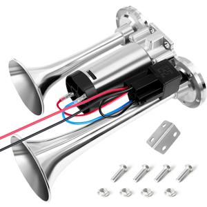 Air Horn for Truck Boats Car, 150DB Super Loud Train Horns Kit with 120 PSI Air Compressor (silver)