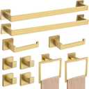 23.6Inch Brushed Gold Towel Bar Set, 10 Pieces Bathroom Accessories Set, SUS304 Stainless Steel Towel Racks Toilet Paper Holder Set for Bathroom Wall Mounted