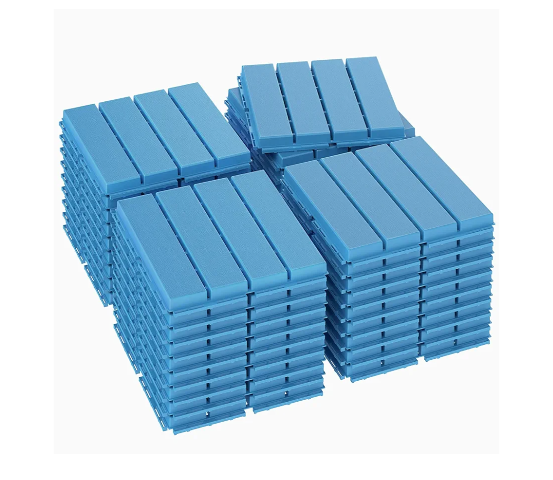 Goovilla Plastic Interlocking Deck Tiles, 9 Pack Balcony Flooring, 12"x12" Waterproof Outdoor Flooring All Weather Use, Patio Floor Decking Tiles for Porch Poolside Backyard Concrete, Dark Blue