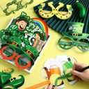 Sumind 24 Pieces St. Patrick's Day Accessories Eyeglasses, Green Lucky Irish Shamrock Leprechaun Paper Glasses Frame Favors Photo Booth Props Decoration for St. Patrick's Day Party Favors Supplies
