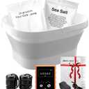 Ionic Foot Bath Detox Machine,Foot Detox Foot Bath Soak Tub with 2 Arrays,80 Disposable Foot Bath Liners,Detox Sea Salt,Folding Foot Spa Bucket,Home Salon-Level Foot Soaking Tub