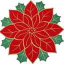 Ganeen 12 Pcs Christmas Poinsettia Placemats Set Embroidered Red Round Double Layer Table Placemats 14 Inch Flower Xmas Table Decorations Bulk Applique for Home Dining Holiday Decoration Party Favors