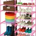 LNYZQUS 7-Tier Large Pink Shoe Rack, 24 -30 Pairs Tall Shoe Organizer Shelf, Kids Boots Stand Organizer For Garage Closet Entryway