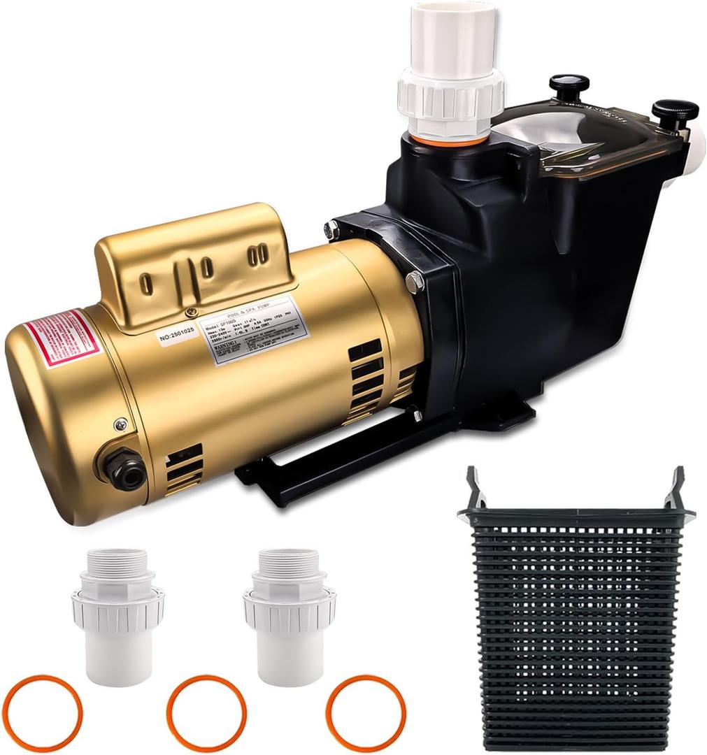 W3SP2607X10 Super Pool Pump 1HP 50Hz 230V Replacement for Hayward SP2607X10,Single Speed Pool Pump Suitable for Above and In Ground Pools and Spa