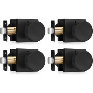 Haidms Matte Black Door Knobs Interior Privacy, Heavy Duty Square Black Interior Door Knobs for Bedroom, Zinc Alloy Privacy Door Knob Bathroom (4 Pack)