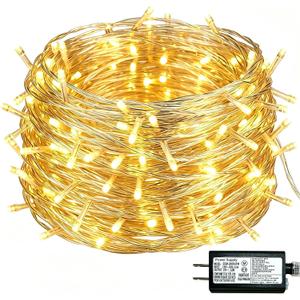 Warm White Christmas Lights - 100 LED 33ft String Lights for Bedroom Indoor, 8 Modes Fairy Twinkle Lights Plug in, Waterproof Outdoor Hanging Lights for Room, Xmas Tree, Garden & Party Decor