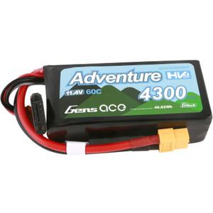 Gens ace G-Tech Adventure High Voltage 11.4V 4300mAh 60C 3S Lipo Battery with XT60 Plug