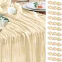 Wokceer Cheesecloth Table Runner Christmas 12 Pack 10FT Beige Boho Gauze Cheese Cloth Table Runner for Party Long Rustic Sheer Table Runners for Baby Bridal Shower Wedding Easter Table Decor
