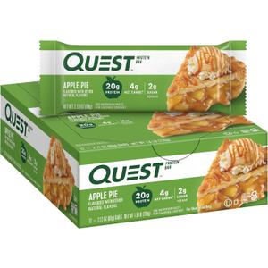 Quest Nutrition Apple Pie Protein Bar, 20g Protein, 4g Net Carbs, 2g Sugar, Gluten Free, Keto Friendly, 12 Count (EXP 08/10/26)