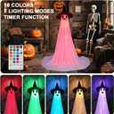 2 Packs Halloween Ghost Decorations Outdoor with RGB Lights - Remote Control & Timer, Spooky Decor for Porch, Yard, Garden, Party - Indoor/Outdoor Use (Battery Powered)