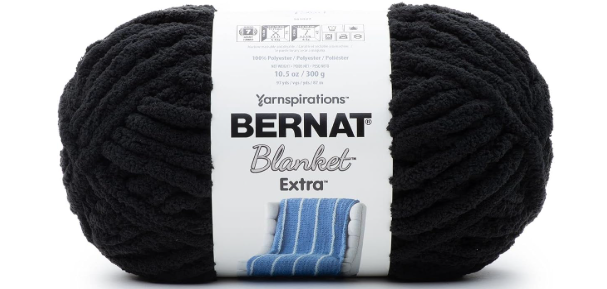 Bernat Blanket Extra Black Yarn - 1 Pack of 300g/10.5oz - Polyester - 7 Jumbo - Knitting/Crochet