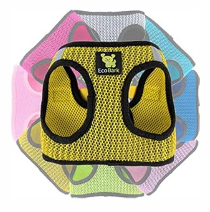 EcoBark Step in Dog Harness Reflective Soft Ultra Padded Mesh Dog Harnesses for Dogs Eco-Friendly Comfort Secure Halter No Pull Adjustable Pet Vest, Yellow, XS