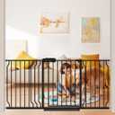 Extra Wide Baby Gate Black 63-71 Inch Wide Pressure Mounted Auto Close Child Safety Gate Long Dog Gate for House Doorways, 62.20"-71.65"/158-182cm