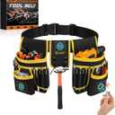 Magnetic Tool Belt for Men, 26 Pockets Heavy Duty Tool Pouch, Magnet Holster Nail Utility Toolbelt Detachable Adjustable Waist Holder for Handyman Contractor Mechanic Plumber Roofer Carpentry Dad Gift (Yellow)