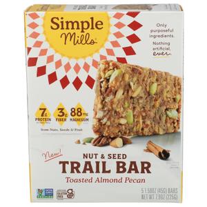 Simple Mills Toasted Almond Pecan Bar 5pk, 7.9 OZ (EXP 09/21/26)