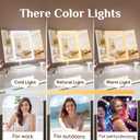 Rechargeable Large Makeup Device with Lights, 1x/2x/3x Magnification & Dimming, 3 LED Color Modes, 4H Cordless Portable Tool for Women