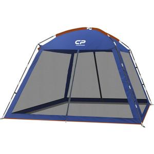 CAMPROS CP Screen House 10 x 10 Ft Screened Mesh Net Wall Canopy Tent Screen Shelter Gazebos for Patios Outdoor Camping Activities - Blue