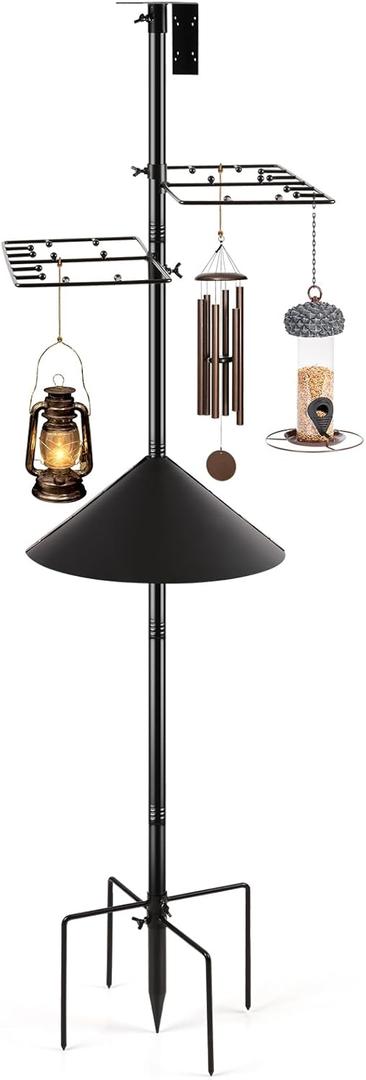 Liitrton 74.5" Bird Feeder Pole with Squirrel Proof, Adjustable Shepherds Hook Stand with Rectangular Hooks, 4 Prongs Base for Outdoor Hanging Hummingbird feeders, Lanterns, Wind Chime Liitrton 74.5" Bird Feeder Pole with Squirrel Proof, Adjustable Shepherds Hook Stand with Rectangular Hooks, 4 Prongs Base for Outdoor Hanging Hummingbird feeders, Lanterns, Wind Chime
