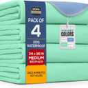 Utopia Bedding Washable Pee Pads for Dogs 34" x 36" (Pack of 4), Waterproof Incontinence Bed Pads for Adults, Elderly and Kids, Heavy Absorbency Pet Training Pads for Sofa and Couch (Green, Blue)