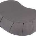 Crescent Zafu Meditation Pillow, D=17" W=11" H=5.5" Zabuton Yoga Bolster, Meditation Cushion, Floor Pouf Yoga Pillow Zippered Organic Cotton Cover Natural Buckwheat kneeling pillow - Large (Grey)