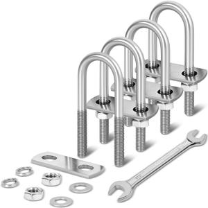 4 Sets M8 U Bolts 1-1/2 Inch Wide, 5/16" x 1-1/2"W x 3-1/2"L Stainless Steel U Bolt Heavy with Nuts, Bolt Plate and Washers (4, M8 x 40mm x 97mm)
