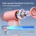 JISULIFE Portable Handheld Fan Life9, Turbo Power High Speed Air [18H Max Cooling Time], 5 Gear Wind, 5000mAh Rechargeable, Mini Pocket Design, Personal Fan for Travel Concerts Camping Makeup - Pink