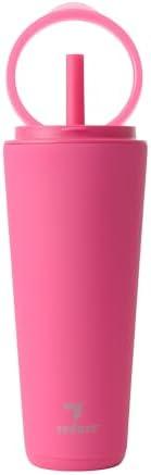 REDUCE Halo 32 oz Stainless Steel Vacuum Insulated Tumbler - Spill Proof Travel Mug with Flip Handle Lid - Keeps Drinks Cold for 32 Hrs - Dishwasher Safe - Cupholder Friendly - Dragon Fruit