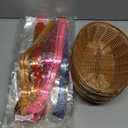 Jetec 12 Pcs Baskets for Gifts Empty, 9 x 6 x 2.24 Inches Woven Basket with 60 Colorful Pull Bows and 30 Clear Bags, Gift Fruit Storage for Thanksgiving, Christmas and Any Occasion(Beige)