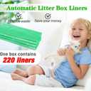Litter Box Liners Compatible with Litter Maid/Nature's Miracle Waste Receptacles, Green Unscented 220 Refill Bags with Handles Use in Self-Cleaning Litter Box Waste Trays