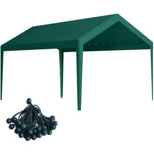 Carport Replacement Canopy, Replacement Top Cover for 10' x 20' Carport Frame, 180G PE Fabric Waterproof & UV Protected Tarp with Ball Bungees, Green (Only Top Cover, Frame is not Included)