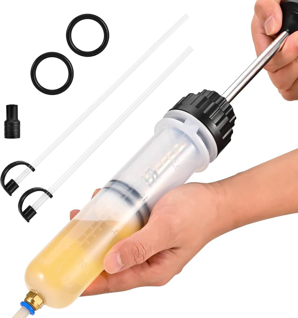 200CC Automotive Fluid Extractor Pump, Premium Manual Extraction & Fill Pump with 2 Hoses, Oil Syringe with Powerful Suction, Fluid Oil Change Evacuator