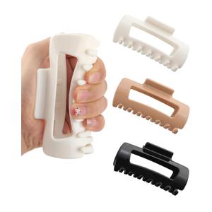 3 PCS Silicone Flexible Hair Claw Clips for Women Soft Bendable Claw Clip Scalp-Safe Soft Cloud Hairclip for Thin and ThickWhite+Black+Khaki
