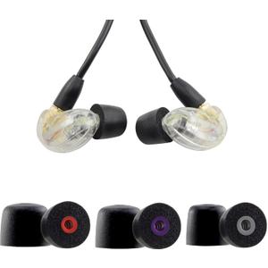 Replacement Memory Foam Ear Tips for Shure SE215 PRO SE215 SE112 SE315 SE425 SE535 SE846 Aonic4 Aonic5 Earphones, Ultimate Comfort, 3 Pairs (Black, SML)