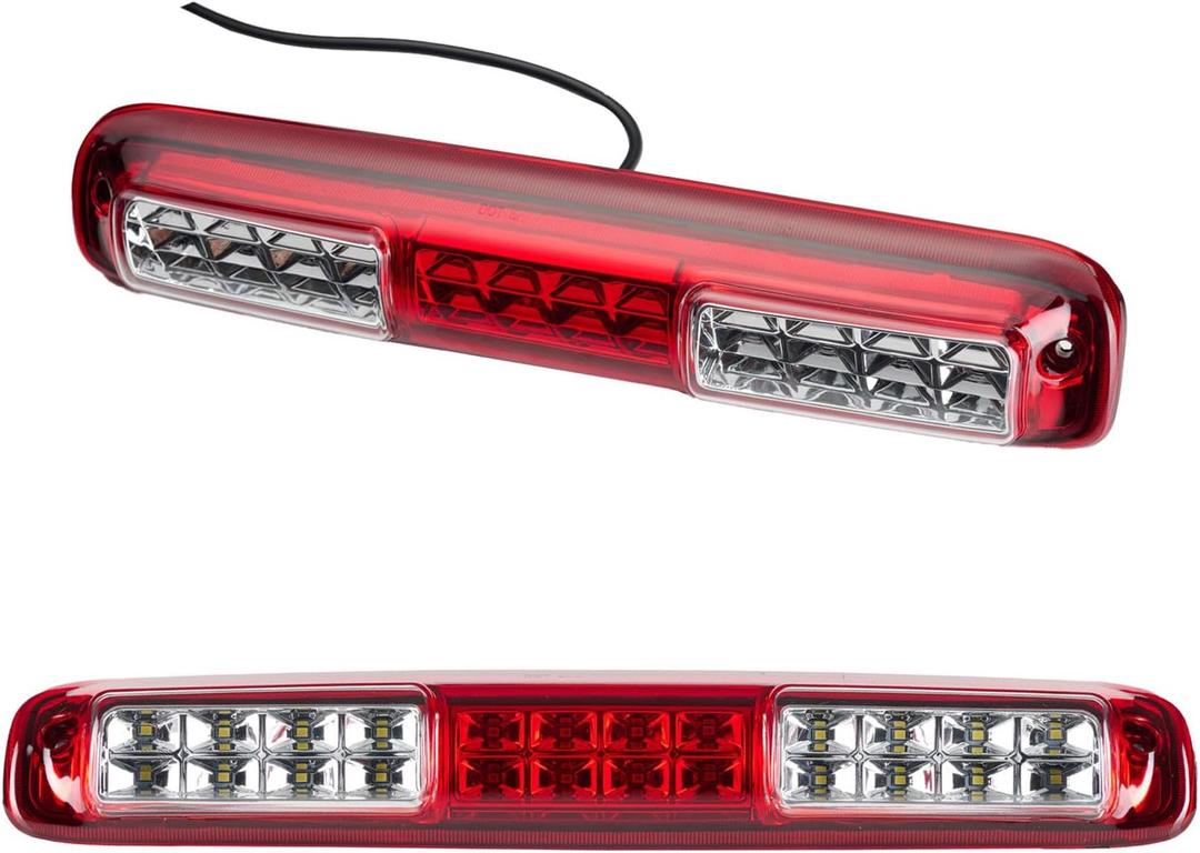 Third 3rd Brake Light, LED High Mount Stop Light for 1999-2007 Chevy Silverado GMC Sierra 1500 2500 3500 HD Classic, Rear Center Cab Roof Tail Cargo Lamp, Red Lens