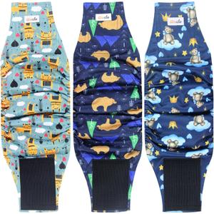 Grecle Reusable Dog Diapers Male 3Pcs, Premium Washable Belly Bands for Male Dogs Large, High Absorbing Male Dog Wraps for Doggie & Puppy in Incontinence, Excitable Urination and Training (Bear, L)