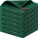 Homaxy 100% Cotton Terry Kitchen Dish Cloths, Ultra Soft and Absorbent Dish Towels for Kitchen, Perfect for Drying and Washing Dishes, 6 Pack, 12 x 12 Inches, Dark Green