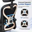 Ergonomic Office Chair, Mesh Desk Chair with Headrest, Lumbar Support, Thick Seat Cushion, Flip-up Arms, High Back Computer Task Chairs for Home Office, Black/Gold
