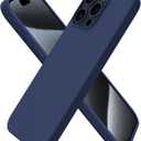 ORNARTO Compatible with iPhone 15 Pro Max Case 6.7", Slim Liquid Silicone 3 Layers Soft Gel Rubber Shockproof Protective Phone Cover with Anti-Scratch Microfiber Lining-Dark Blue