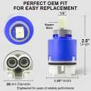 Kerox K35B 35 mm Faucet Cartridge Replacement - Single Lever OEM Faucet Part, Fits American Standard 7038, La Torre & Delta Faucets