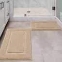 Bathroom Rugs Sets 2 Piece, Ultra Absorbent Soft Bath Rug, Machine Washable Microfiber Non-Slip Bath Mat for Bathroom Floor, Tub, Toilet, Shower Room, Beige