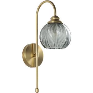 KCO Lighting Gold Wall Light Smoke Glass Globe Sconce Antique Brass Long Arm Sconce Minimalist Vintage Fireplace Wall Sconces Mid Century Modern Bedside