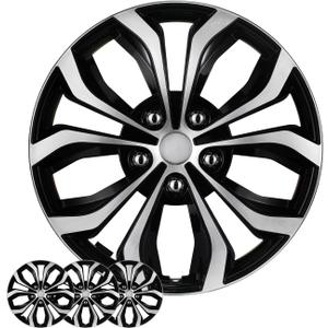 15 Inch Universal Hubcaps, Silver & Black Wheel Covers, Set of 4