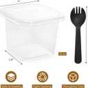 100 Pack 13 oz Square Plastic Dessert Cups, Clear Parfait Cups with Lids Spoons, Disposable Appetizer Tiramisu Container for Pudding, Fruit, Mousse, Shortcake, Yogurt