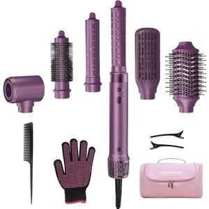 StyleVibe 6-in-1 Air Styler, Hair Dryer & Blow Dryer Brush with Travel Case - Auto Wrap Curls (L/R), Fast Drying, Thermal Round Brush for Smooth Blowouts & Frizz-Free Volume, No Heat Damage