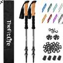 TheFitLife Trekking Poles - Lightweight 7075 Aluminum Hiking Sticks with Cork Grips, Adjustable Telescopic Design, Metal Flip Lock for Men & Women - Perfect for Hiking, Walking, Camping & Backpacking (Grey)