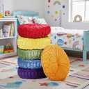 Yerliker 6 Pcs Floor Pillow Cushions 15inch Round Velvet Throw Pillows Colorful Flexible Cushions Alternative Pillows for Couch Chair Living Room Bedroom Home Office Decor(Bright Color)