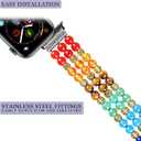 7 Chakra Natural Gemstone Yoga Beads Reiki Healing Bracelet Beaded Band Compatible with Apple Watch 10 9 8 7 SE 6 5 4 3 Elastic Strap for iwatch 38mm 40mm 42mm 44mm for Women
