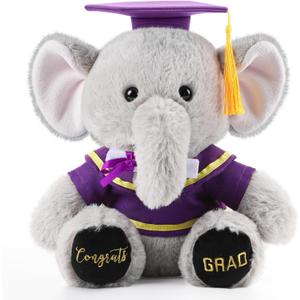 HyDren 10 Inch 2026 Graduation Elephant Plush Stuffed Animal Kindergarten Graduation with Diploma Tassel Cap Embroidery Blessing Preschool Kindergarten Gift for Friend Relatives(Purple)